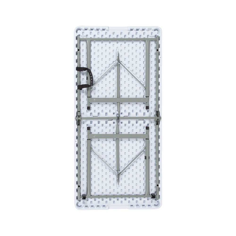 4-Foot Height Adjustable Bi-Fold Granite White Plastic Folding Table