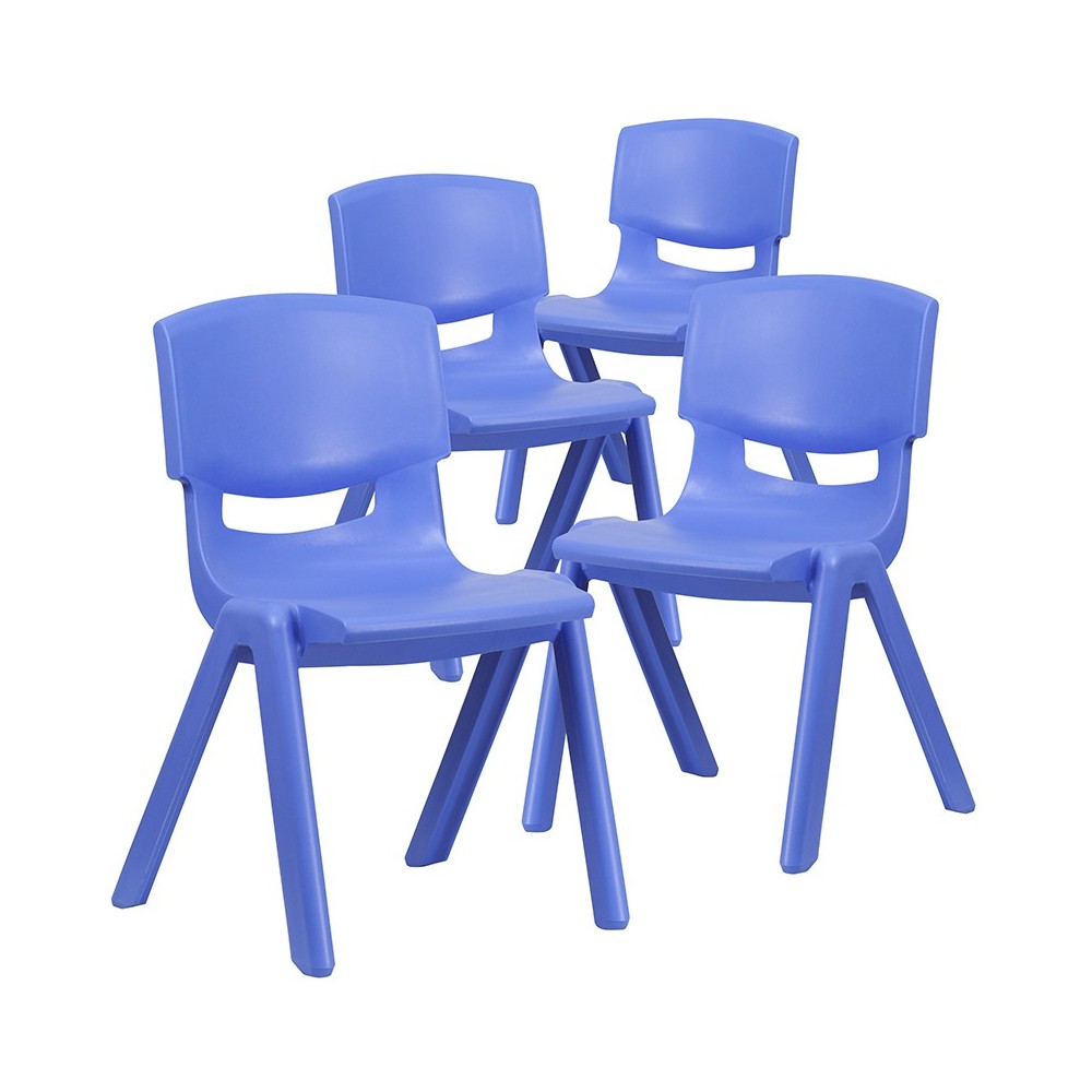 4 Pack Blue Plastic Stackable School Chair with 15.5'' Seat Height