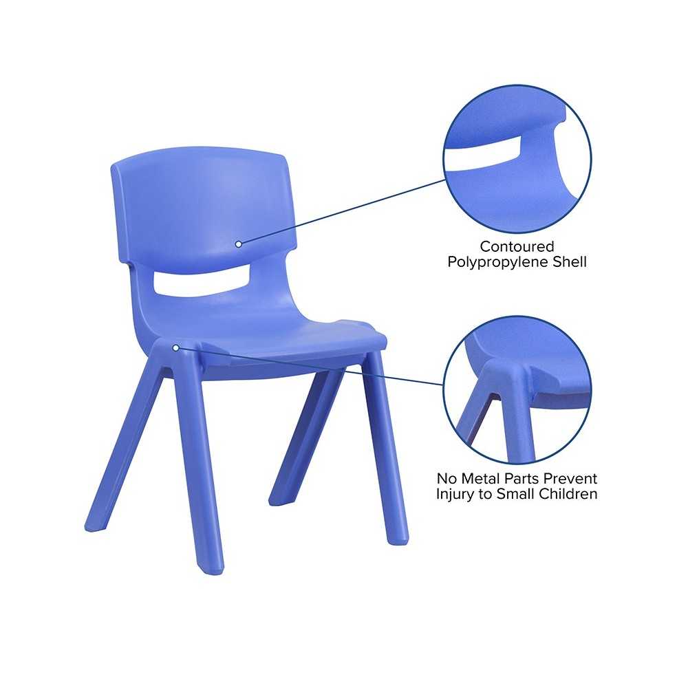 4 Pack Blue Plastic Stackable School Chair with 15.5'' Seat Height