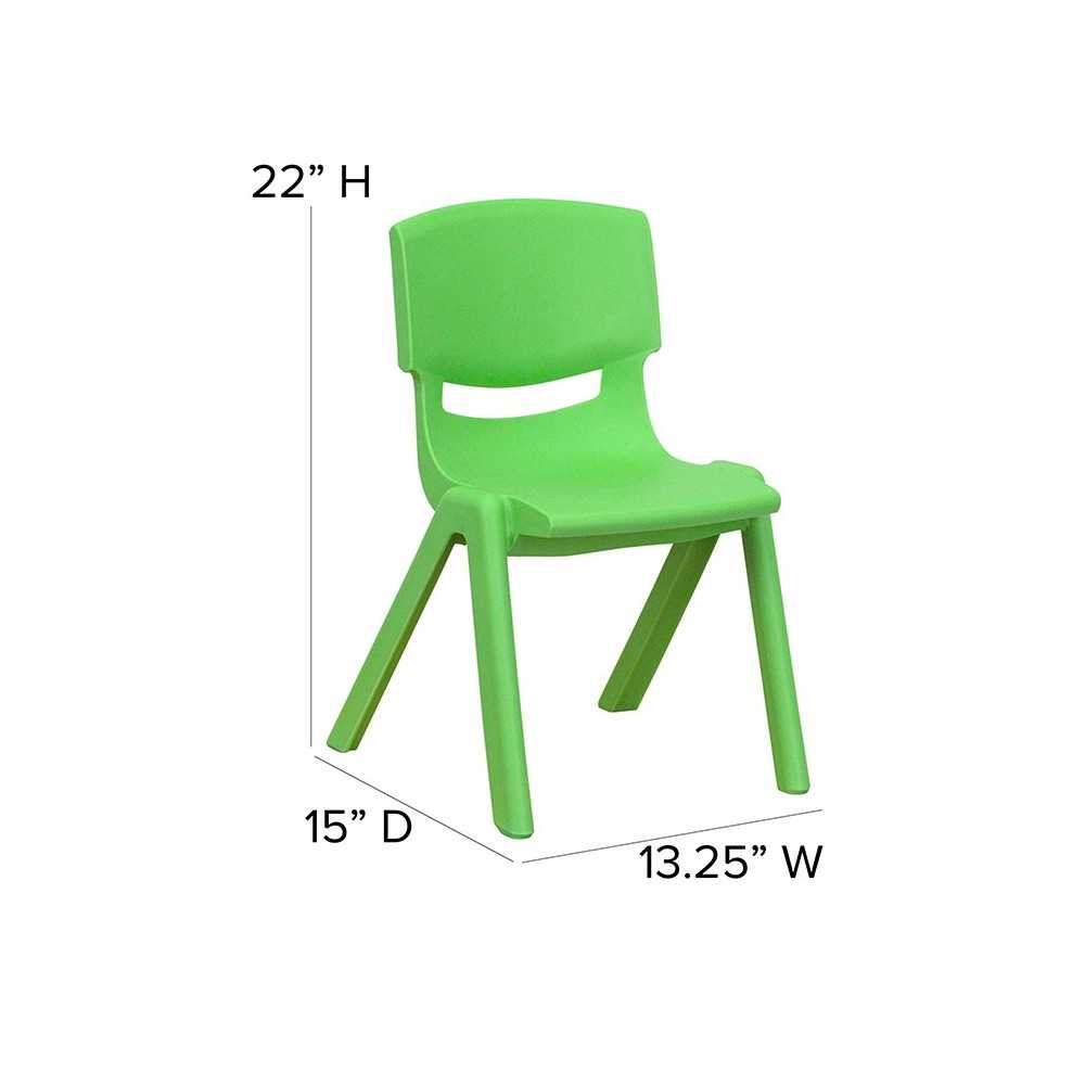 4 Pack Green Plastic Stackable School Chair with 12'' Seat Height