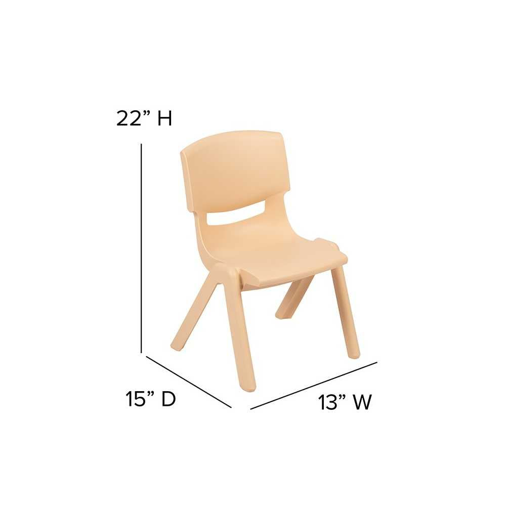 4 Pack Natural Plastic Stackable School Chair with 12'' Seat Height