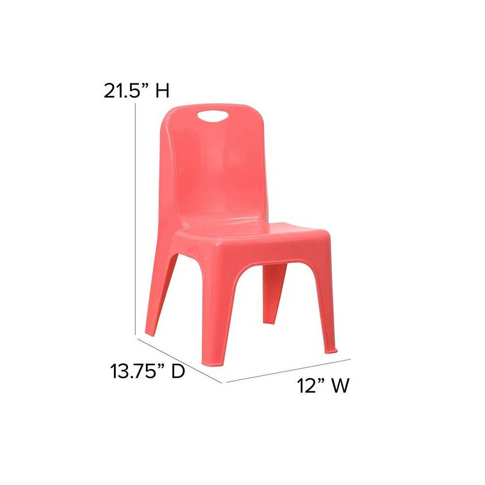 4 Pack Red Plastic Stackable School Chair with Carrying Handle and 11'' Seat Height