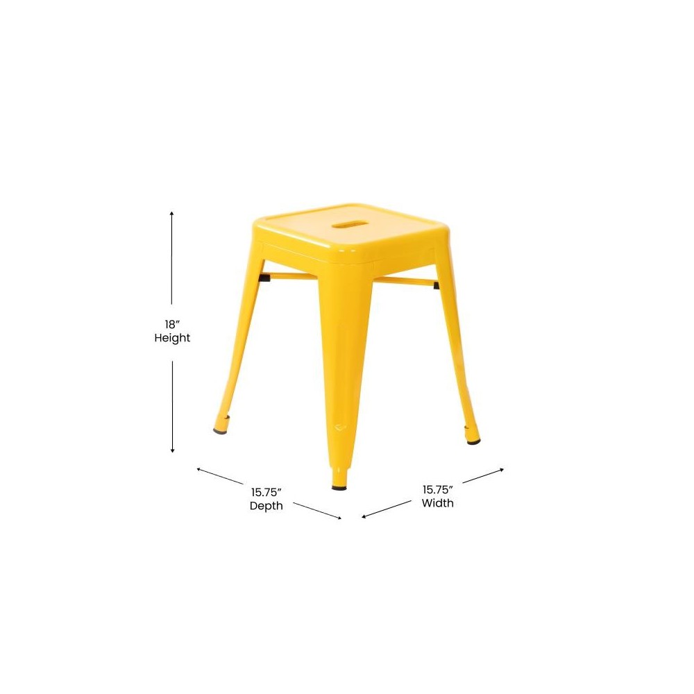 4 Pack Yellow Metal Stool
