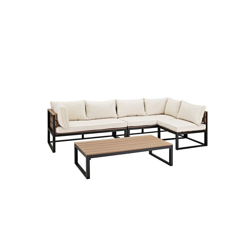 4-Piece Aluminum Outdoor Patio Conversation Set with Cushions - Natural