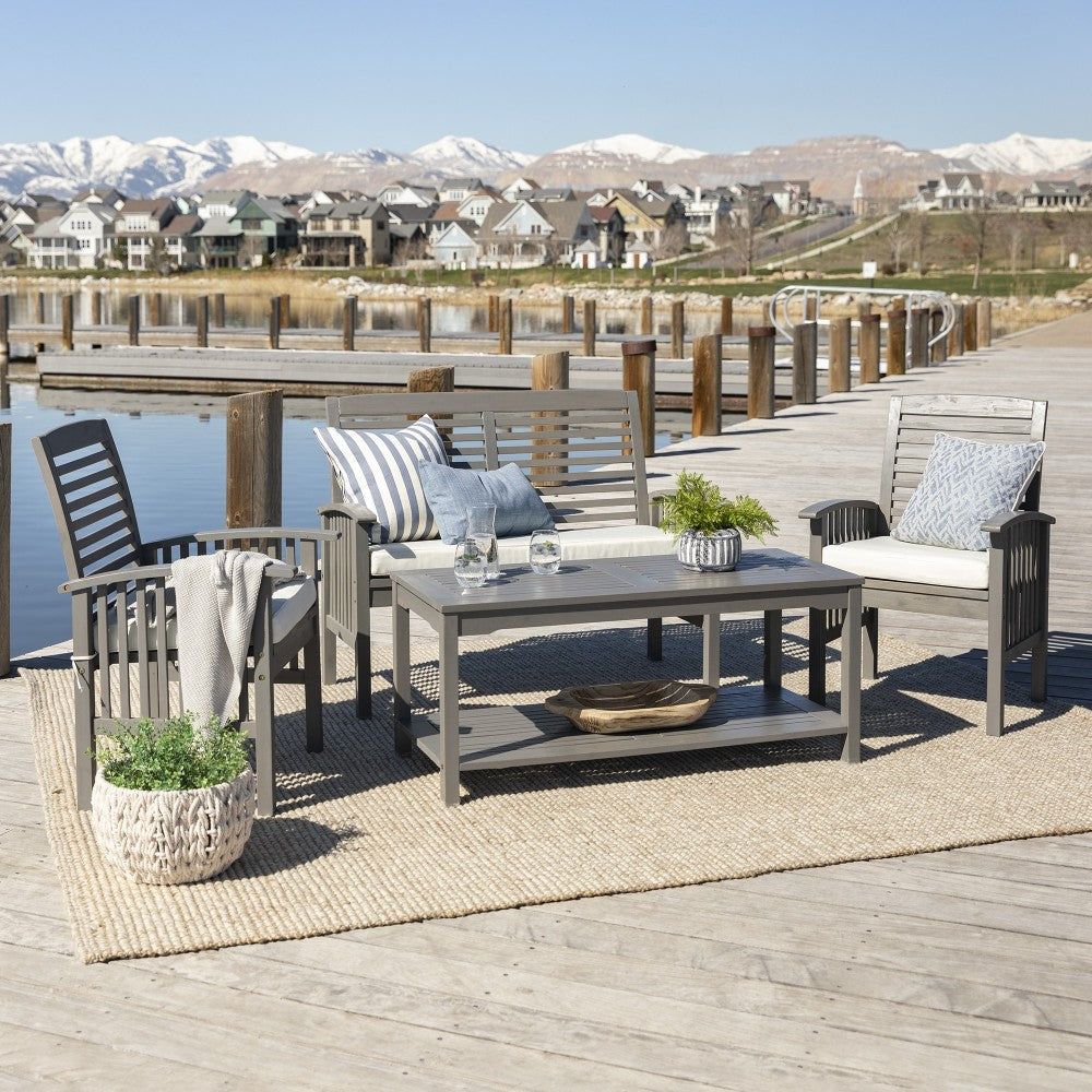 4-Piece Classic Outdoor Patio Chat Set - Gray Wash