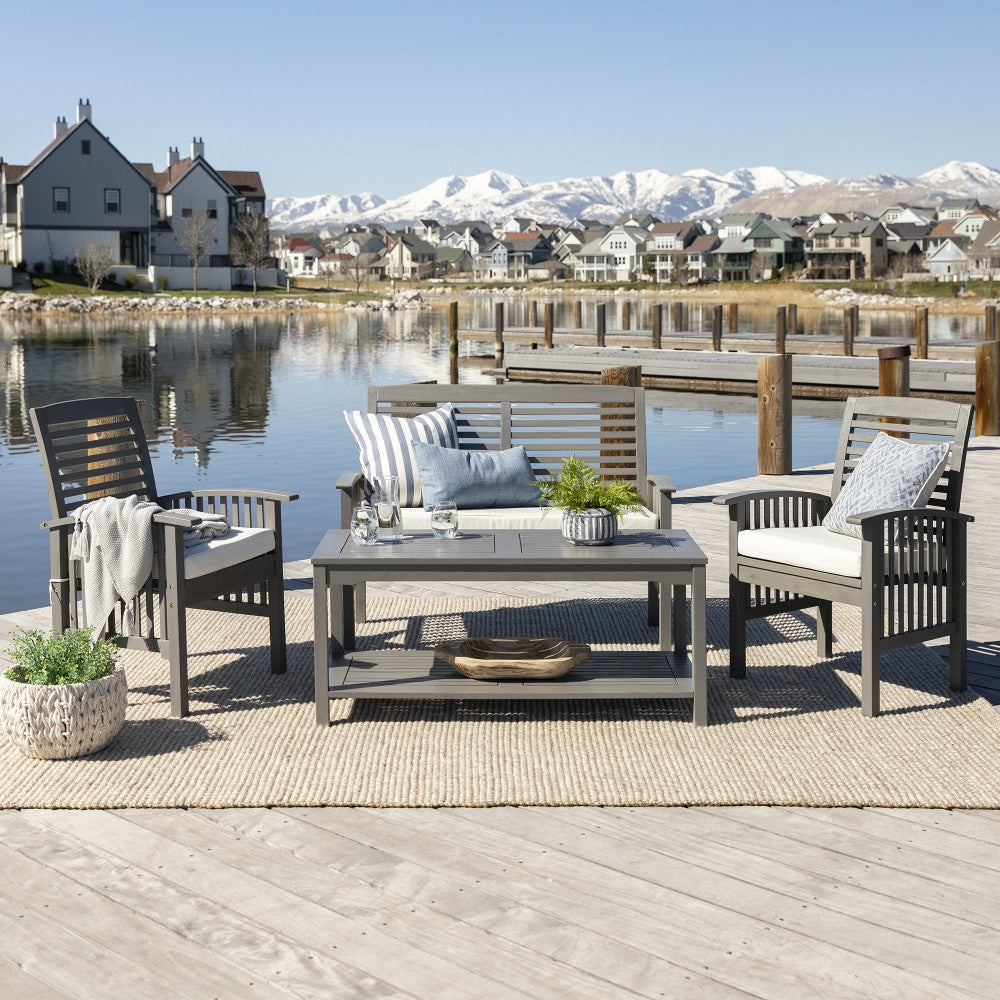 4-Piece Classic Outdoor Patio Chat Set - Gray Wash