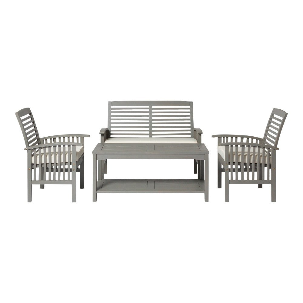 4-Piece Classic Outdoor Patio Chat Set - Gray Wash