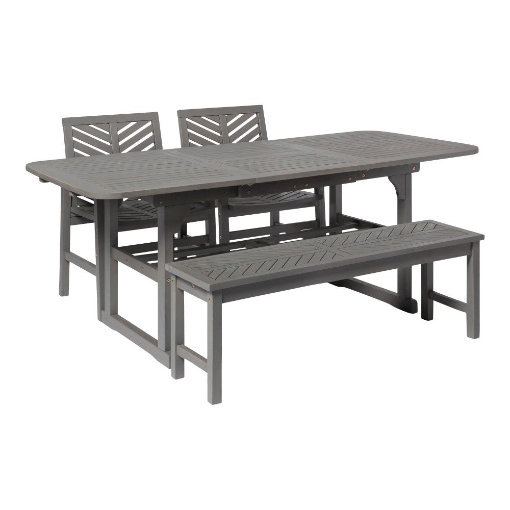 4-Piece Extendable Outdoor Patio Dining Set - Gray Wash