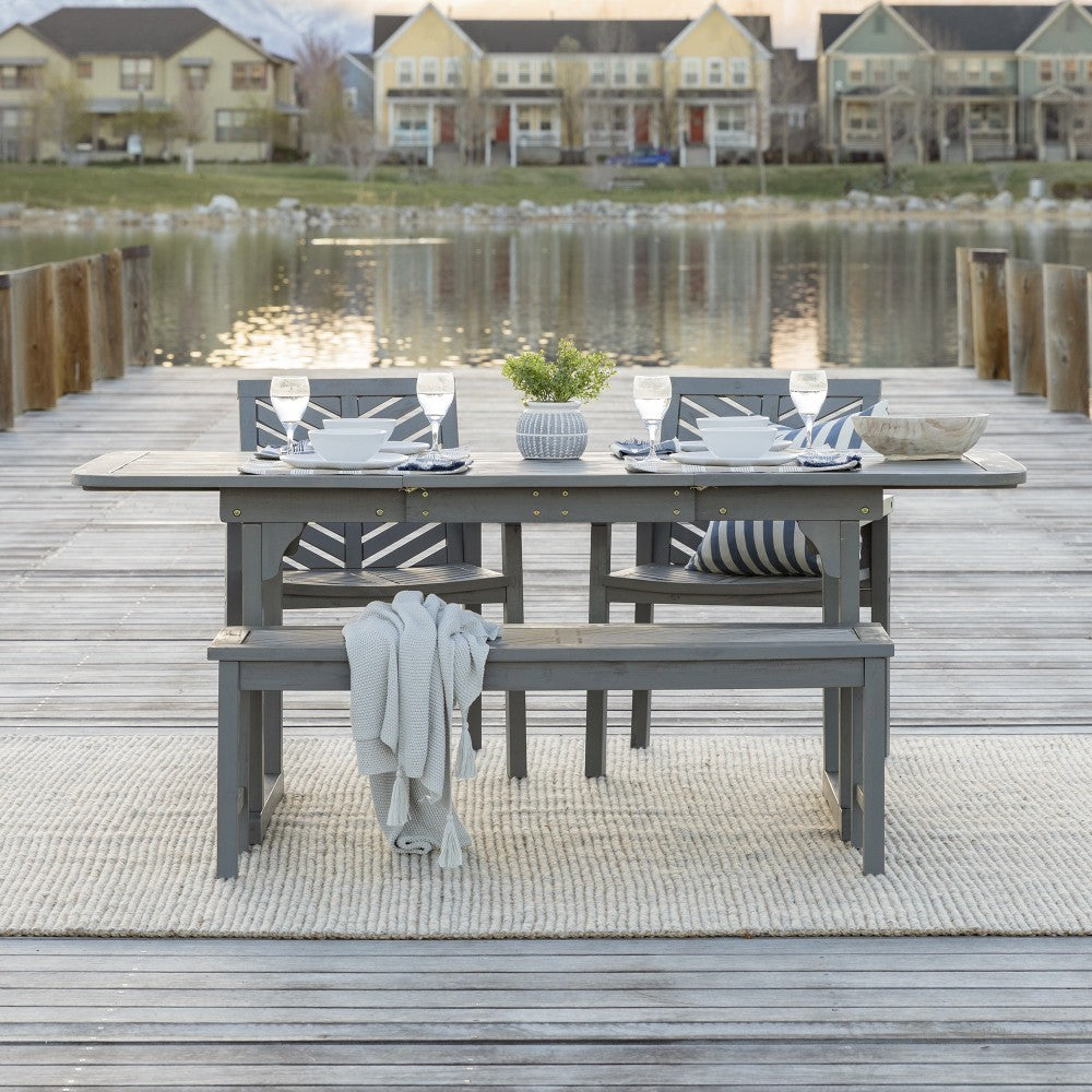 4-Piece Extendable Outdoor Patio Dining Set - Gray Wash