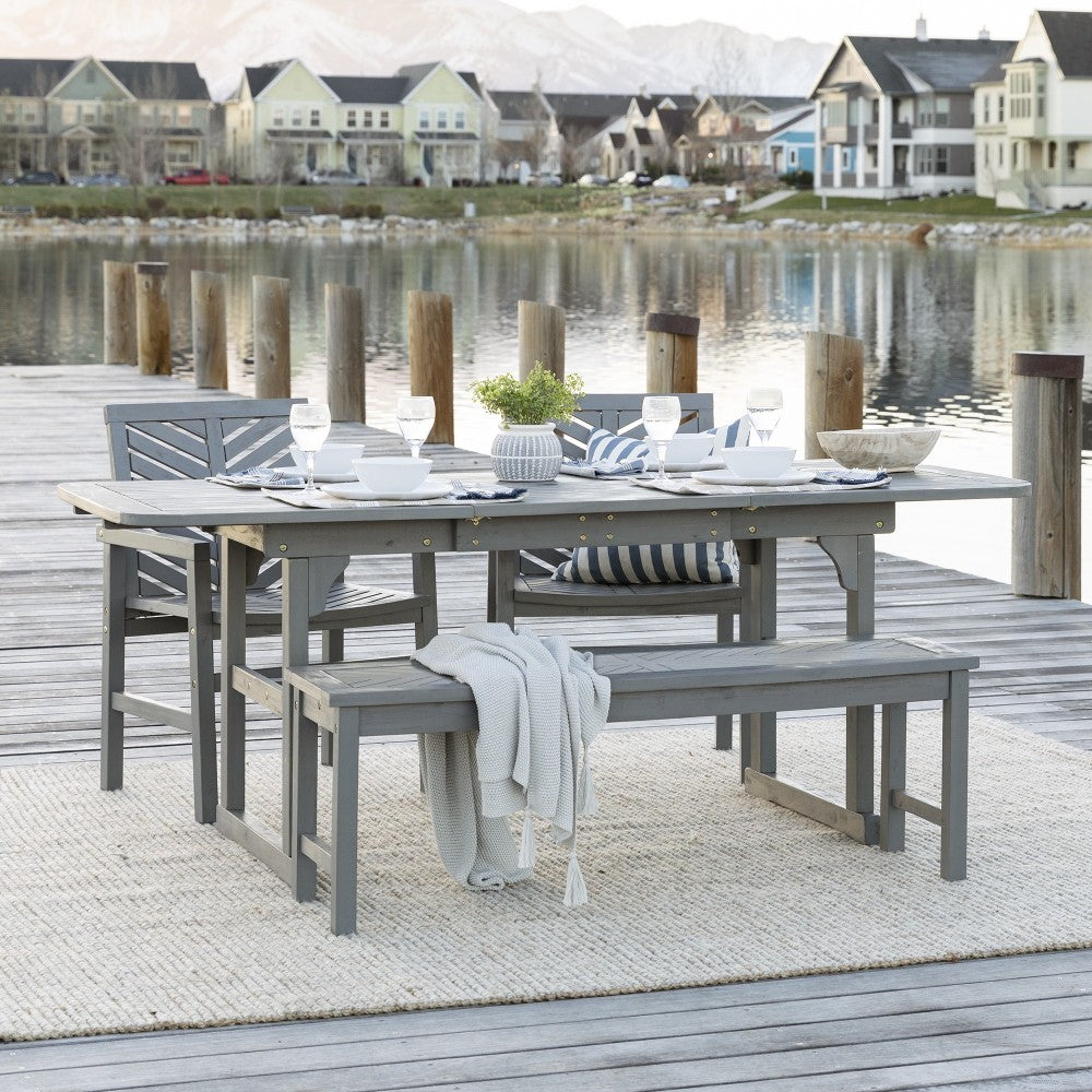 4-Piece Extendable Outdoor Patio Dining Set - Gray Wash