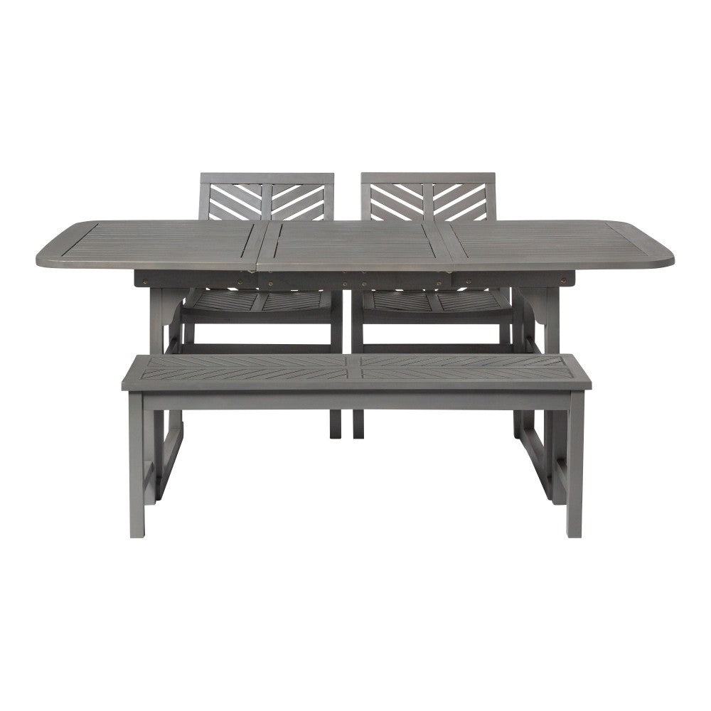 4-Piece Extendable Outdoor Patio Dining Set - Gray Wash