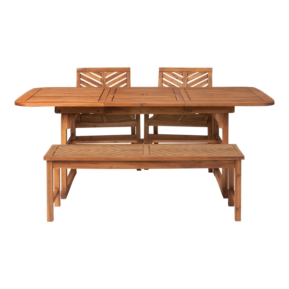 4-Piece Extendable Outdoor Patio Dining Set - Brown