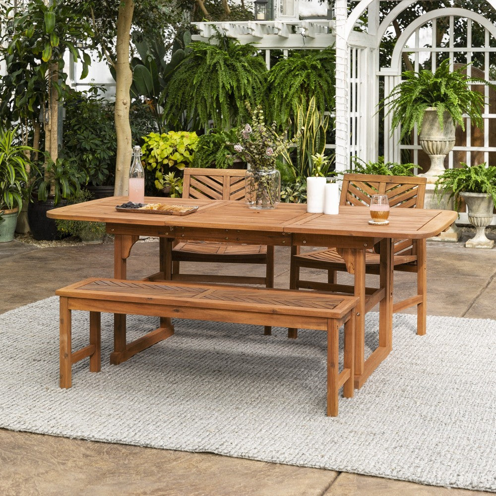 4-Piece Extendable Outdoor Patio Dining Set - Brown