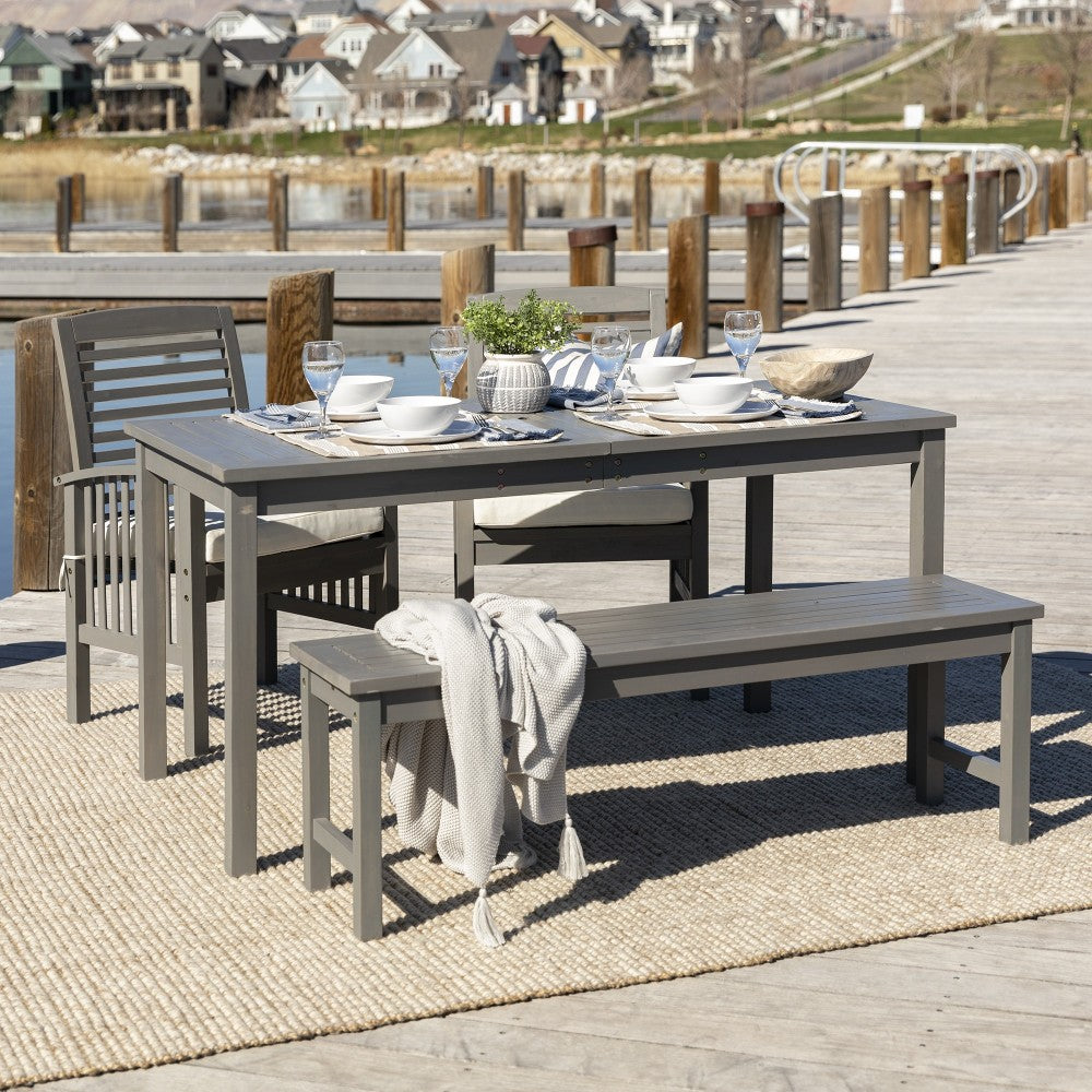 4-Piece Simple Outdoor Patio Dining Set - Gray Wash