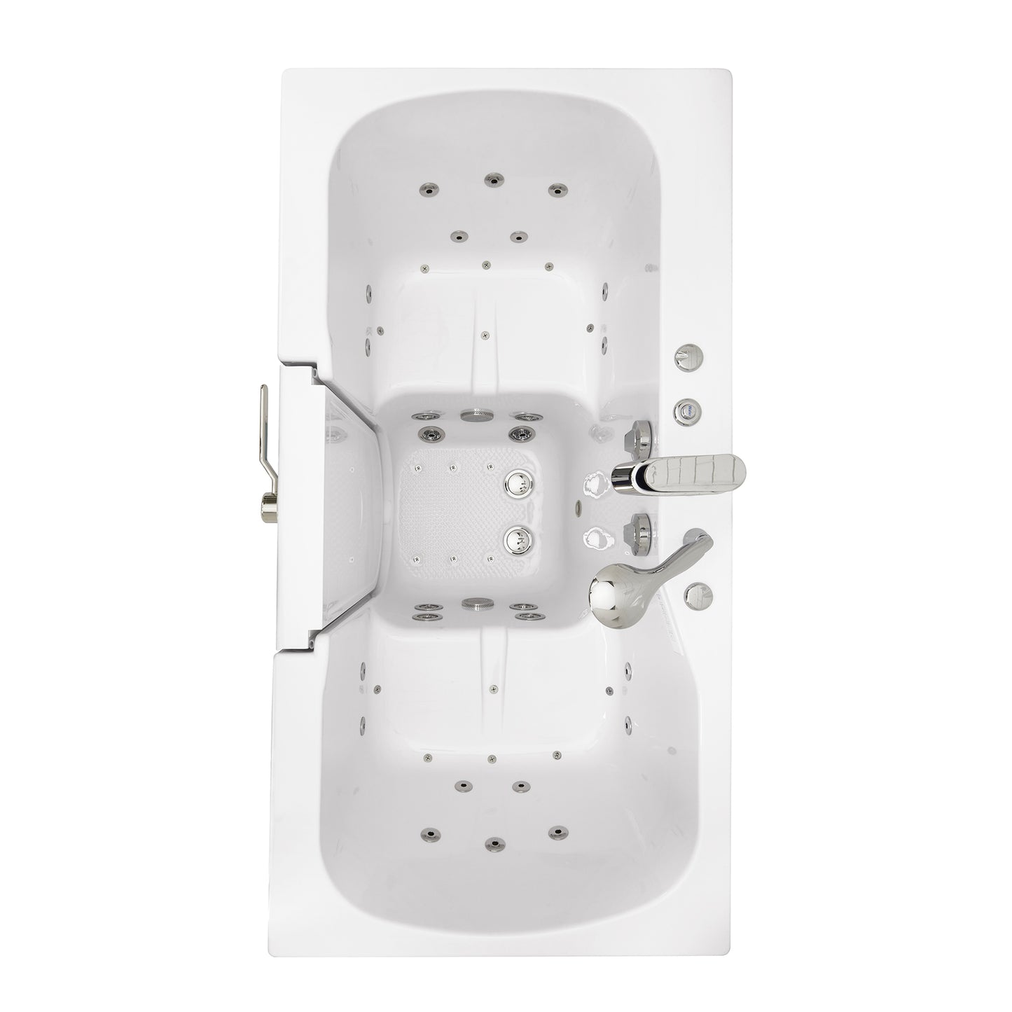 Dual Massage Walk-In Bathtub, Left Outward Swing Door, 2" Dual Drain