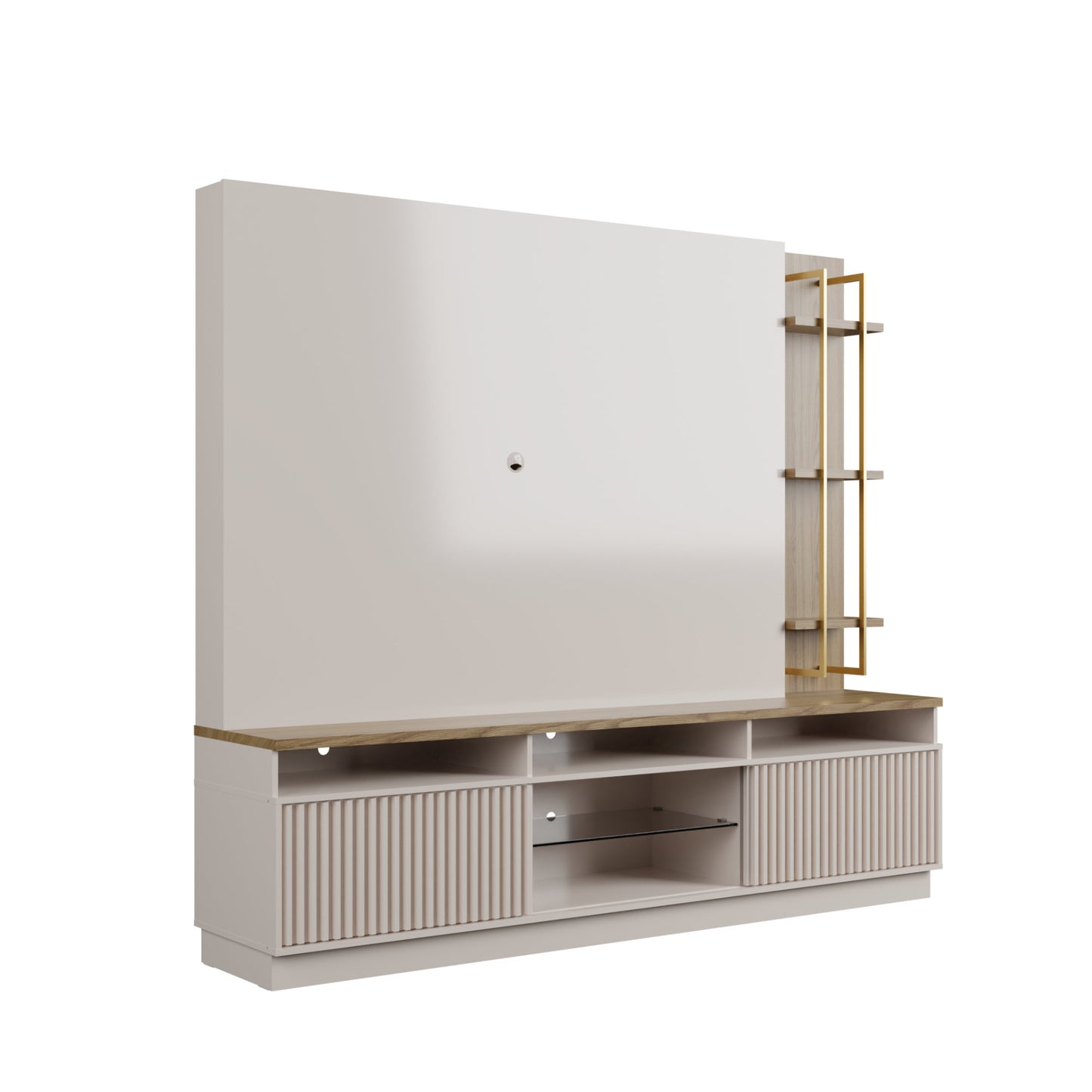 Pomander 85.27 Free Standing Entertainment Center in Off White Gloss