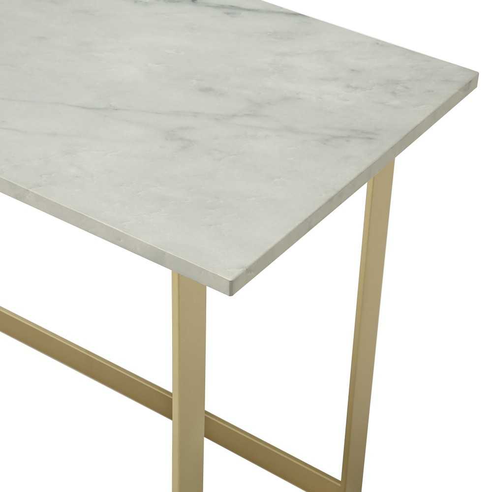 42" Modern Faux Marble Computer Desk - Faux White Marble/Gold