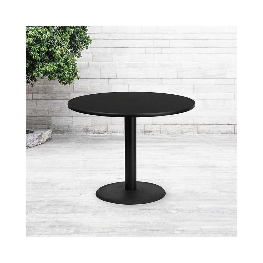 42'' Round Black Laminate Table Top with 24'' Round Table Height Base