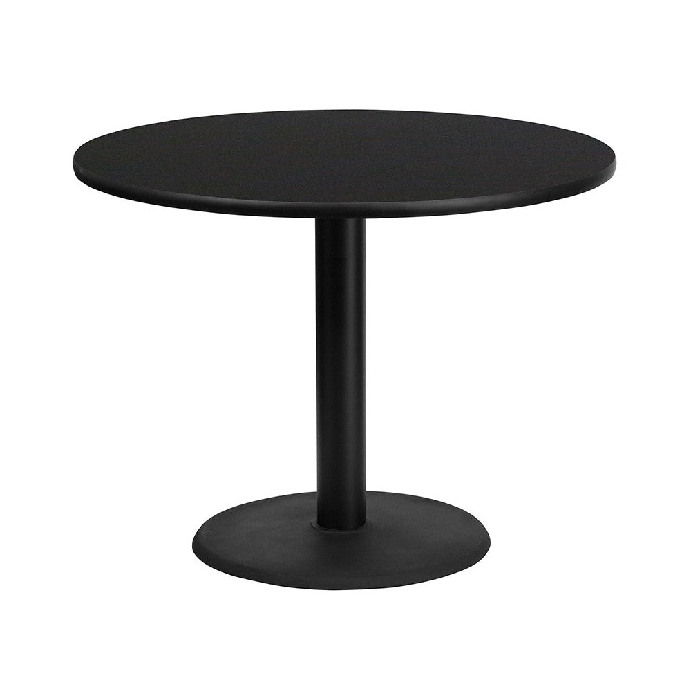42'' Round Black Laminate Table Top with 24'' Round Table Height Base