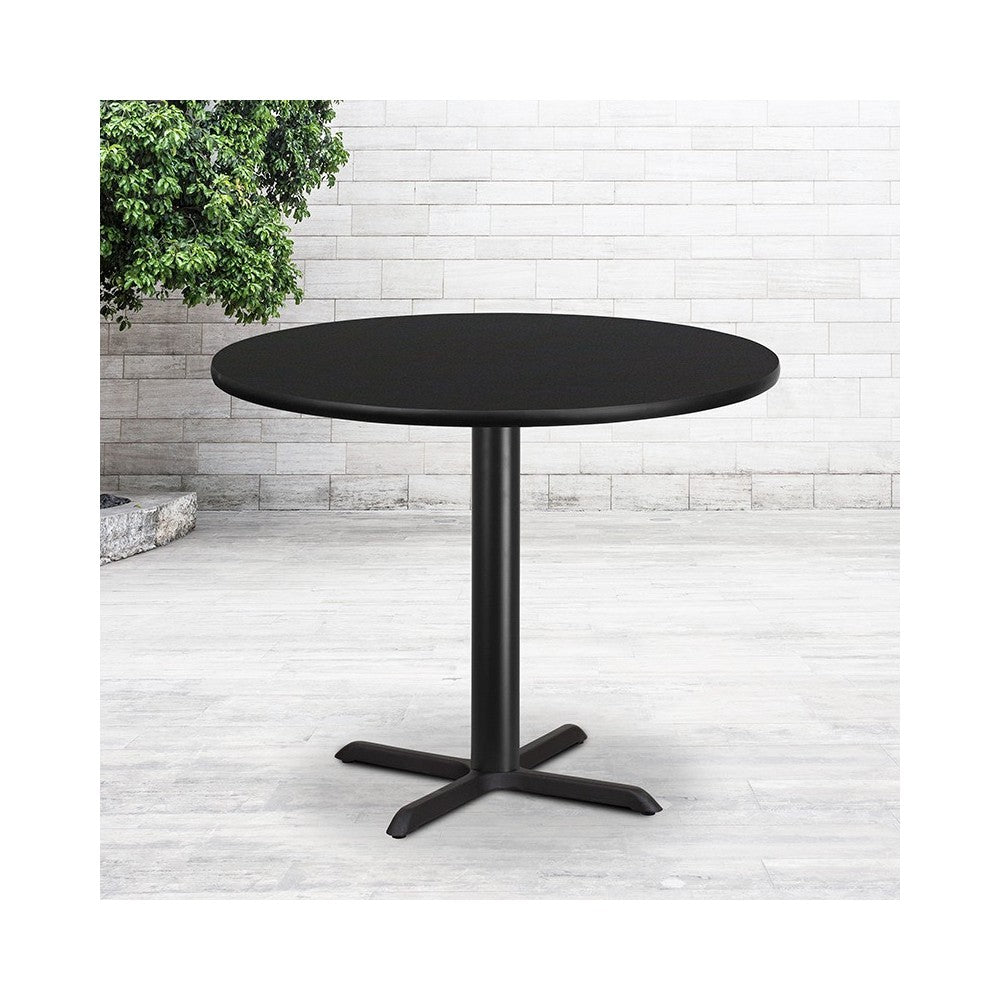 42'' Round Black Laminate Table Top with 33'' x 33'' Table Height Base