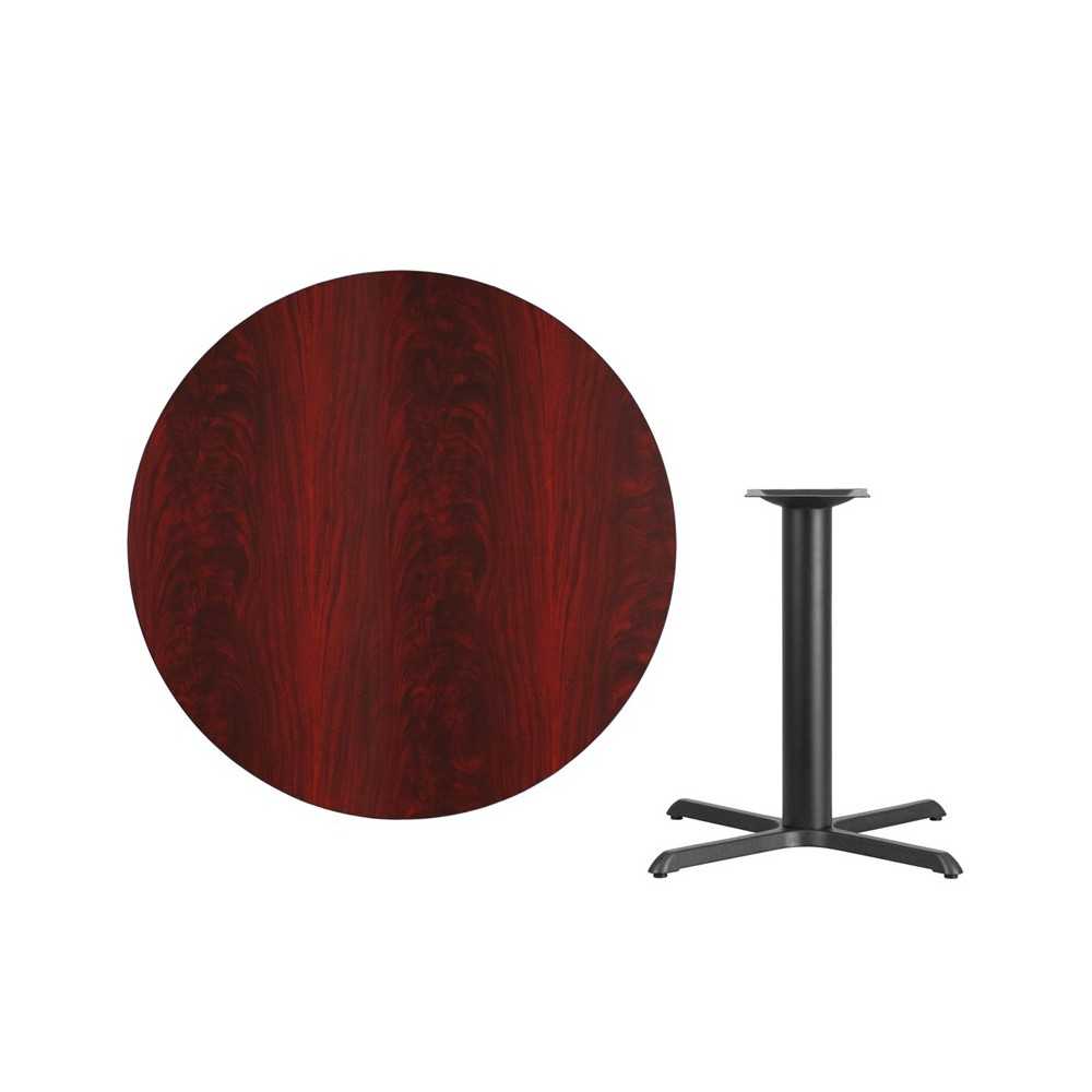 42'' Round Mahogany Laminate Table Top with 33'' x 33'' Table Height Base