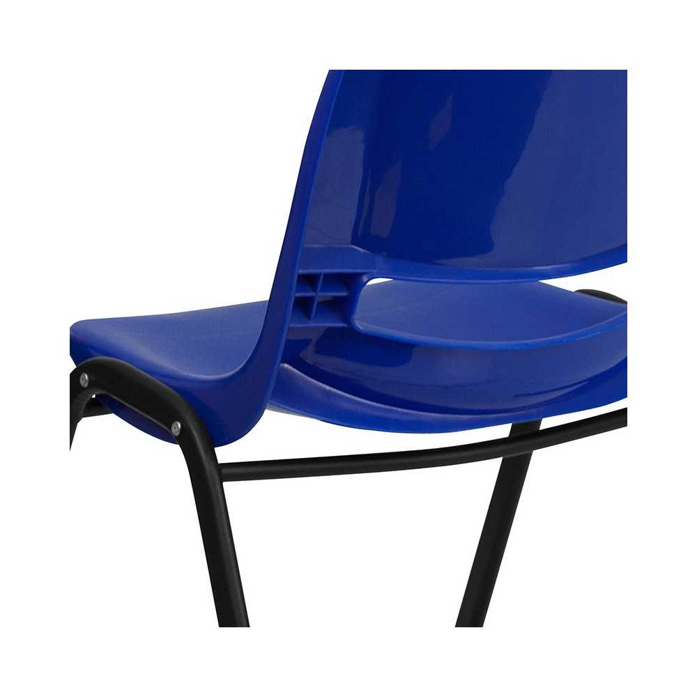 440 lb. Capacity Kid's Navy Ergonomic Shell Stack Chair with Black Frame and 14" Seat Height