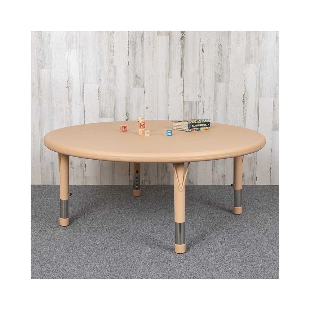 45" Round Natural Plastic Height Adjustable Activity Table