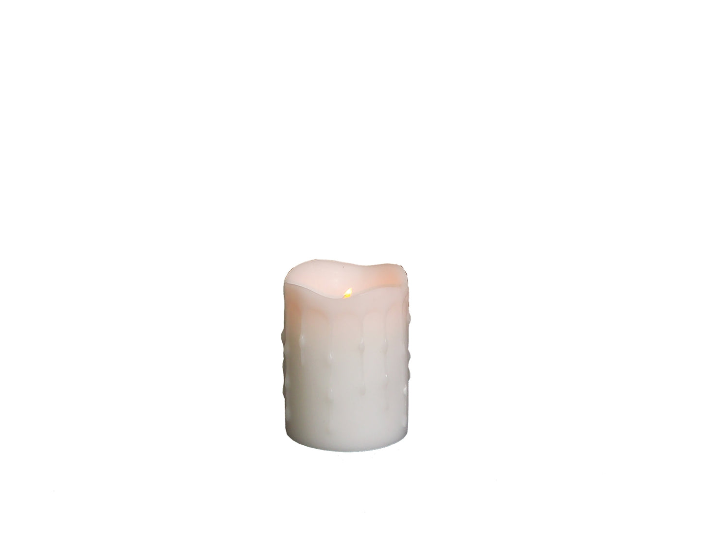 Led Wax Dripping Pillar Candle (Set Of 4) 3"Dx4"H Wax/Plastic, White