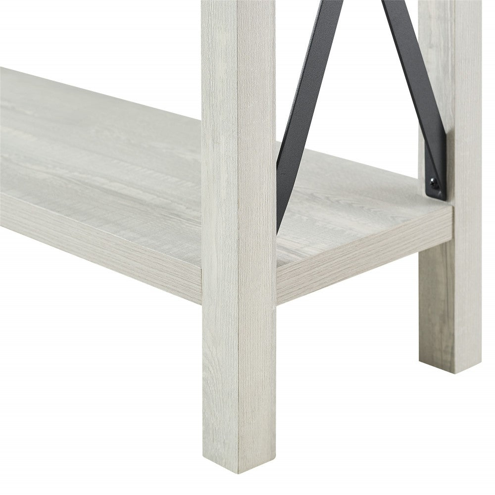 46" Rustic Farmhouse Metal X Entry Table - Stone Gray
