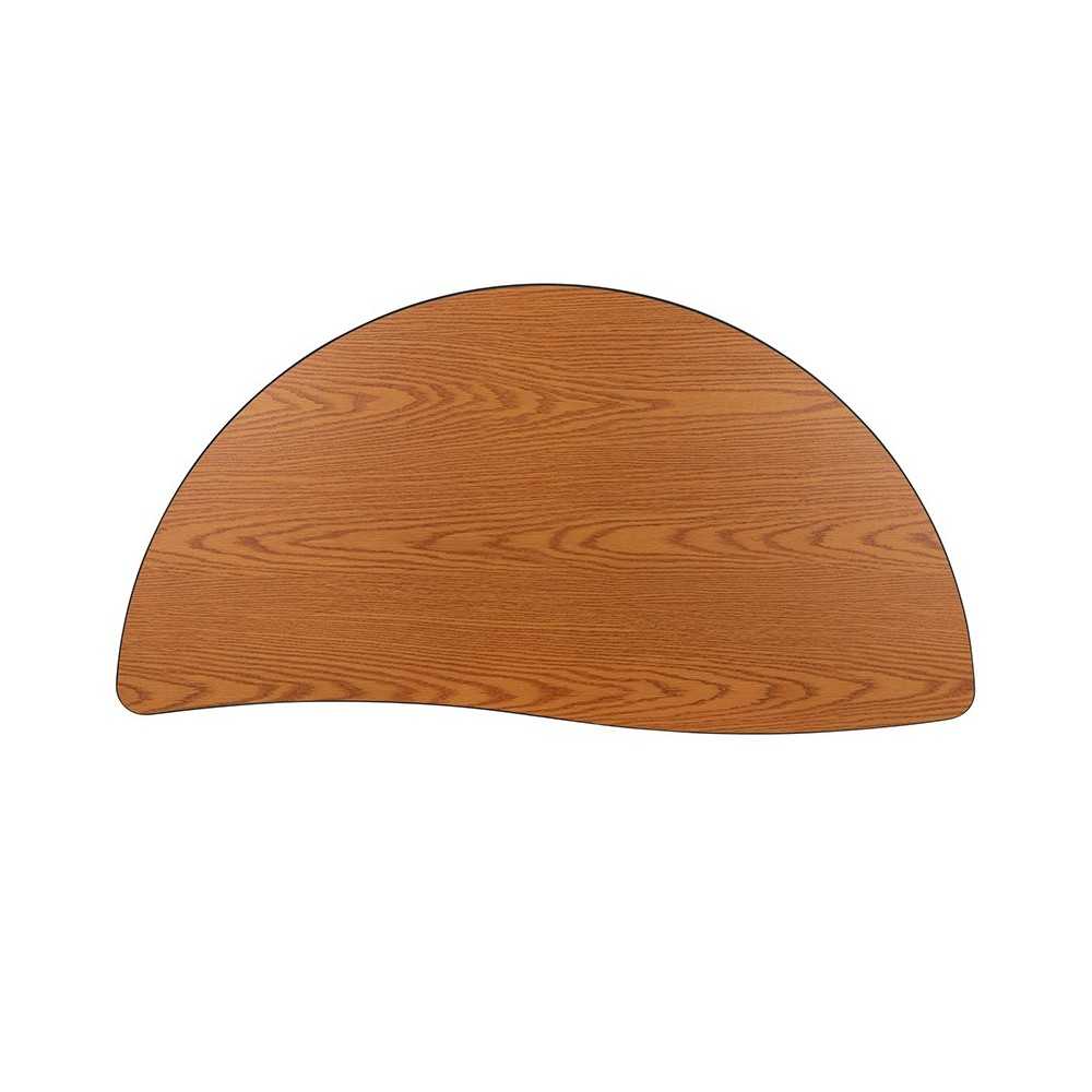 47.5" Half Circle Wave Collaborative Oak Thermal Laminate Activity Table - Height Adjustable Short Legs