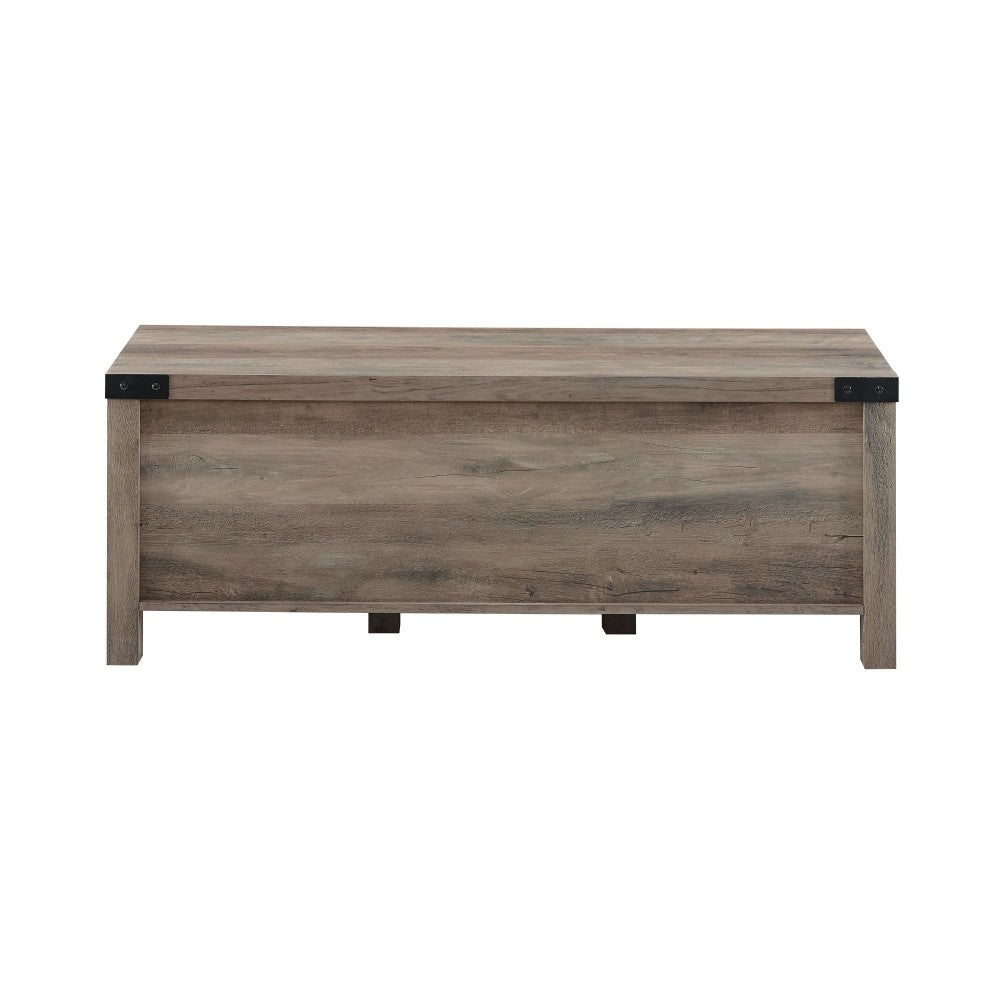 48" Farmhouse Metal X Entry Bench with Storage - Gray Wash