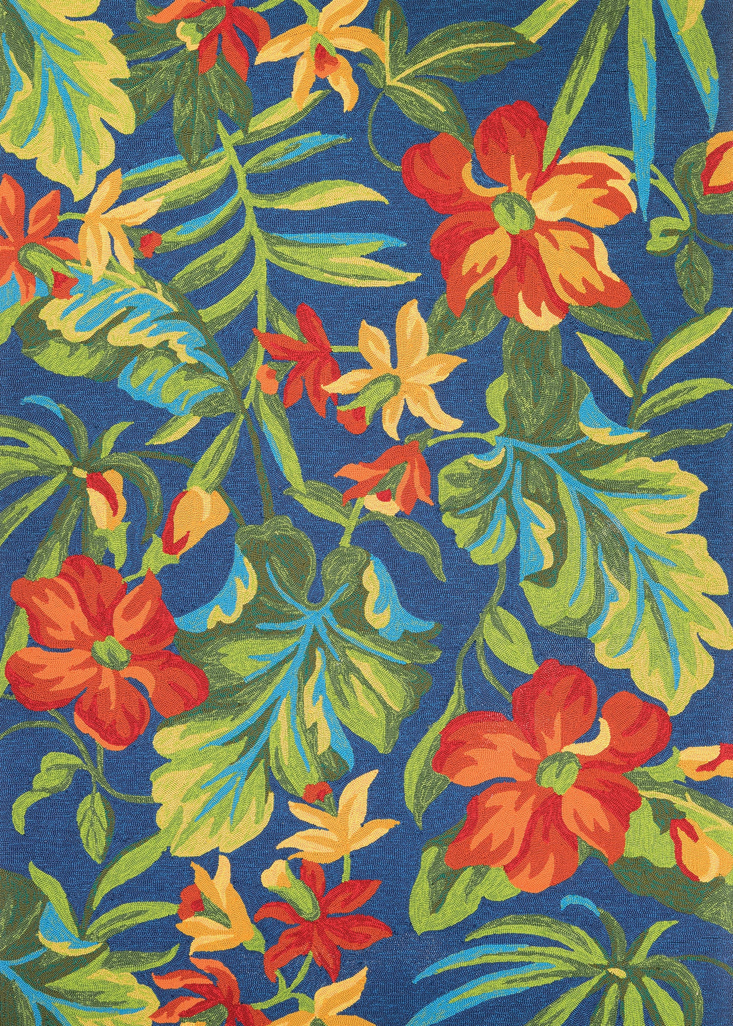 Couristan Covington Tropical Orchid Azure-Forest Green-Red Rug 8' x 11'