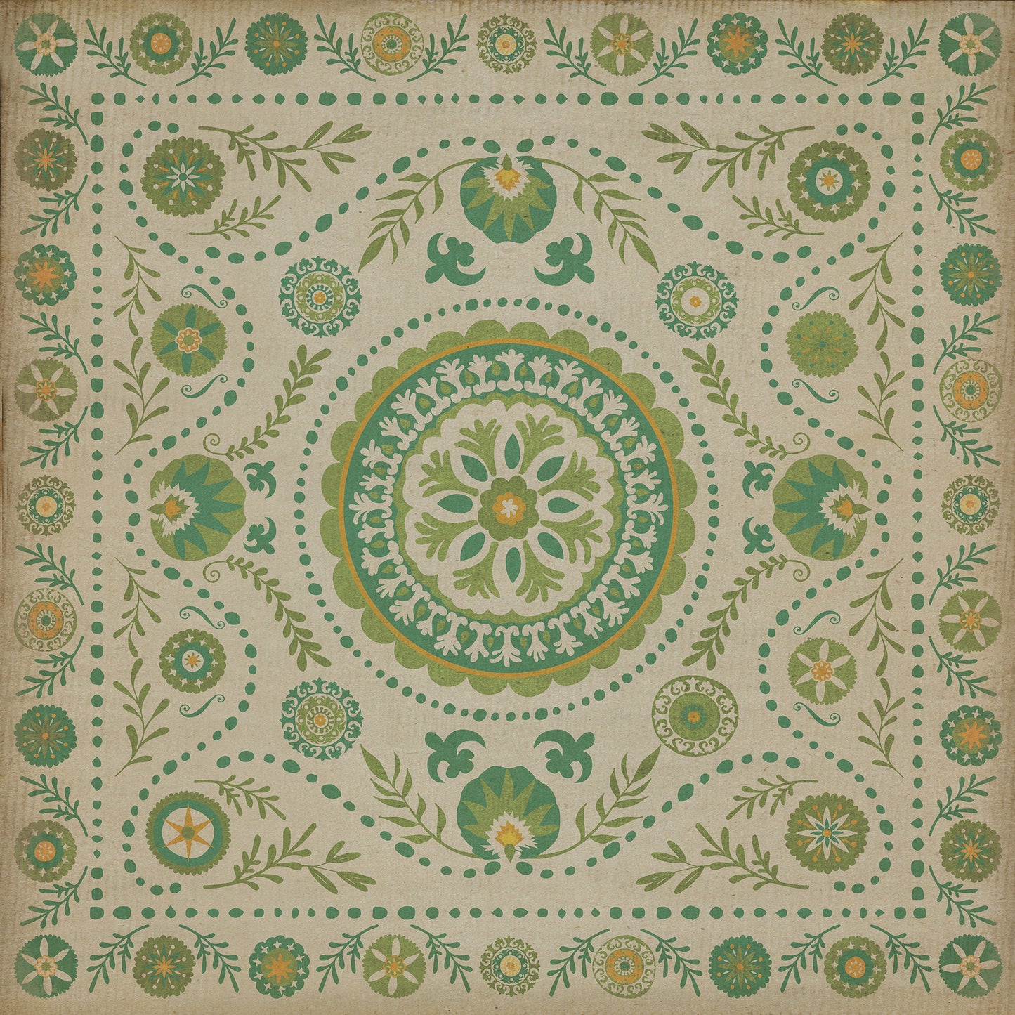 Pattern 38 Spring 96x96 Vintage Vinyl Floorcloth