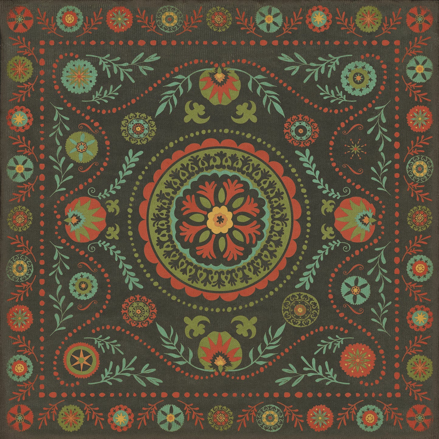 Pattern 38 State of Mind 72x72 Vintage Vinyl Floorcloth