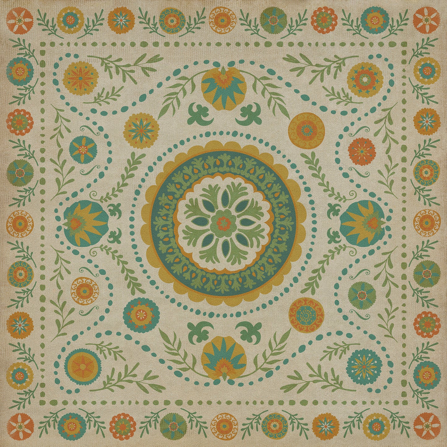Pattern 38 Summer 36x36 Vintage Vinyl Floorcloth