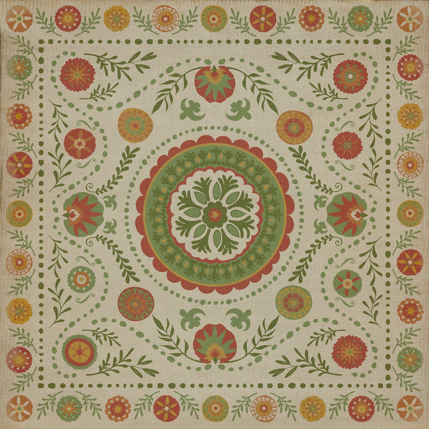 Pattern 38 Winter 36x36 Vintage Vinyl Floorcloth