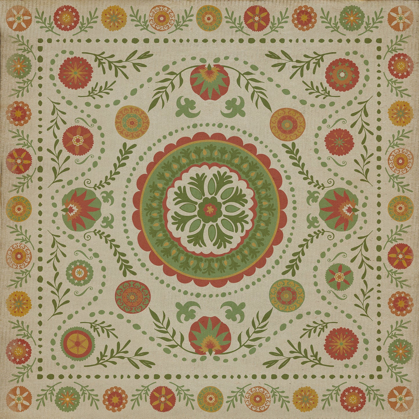Pattern 38 Winter 60x60 Vintage Vinyl Floorcloth