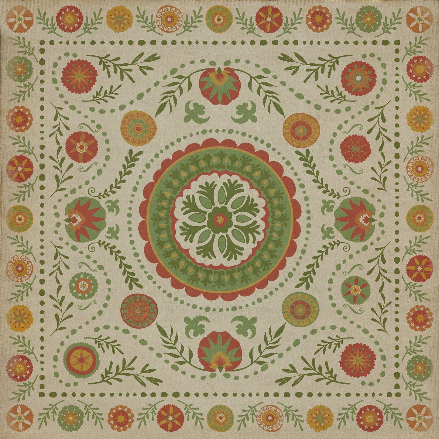 Pattern 38 Winter 72x72 Vintage Vinyl Floorcloth