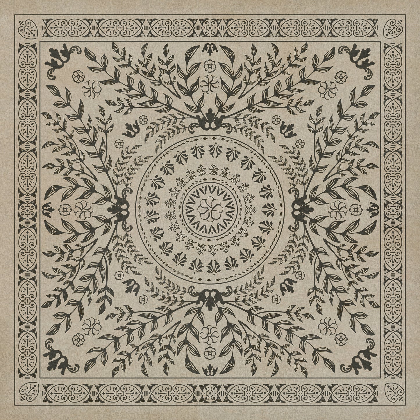 Pattern 40 Drummond Castle 48x48 Vintage Vinyl Floorcloth