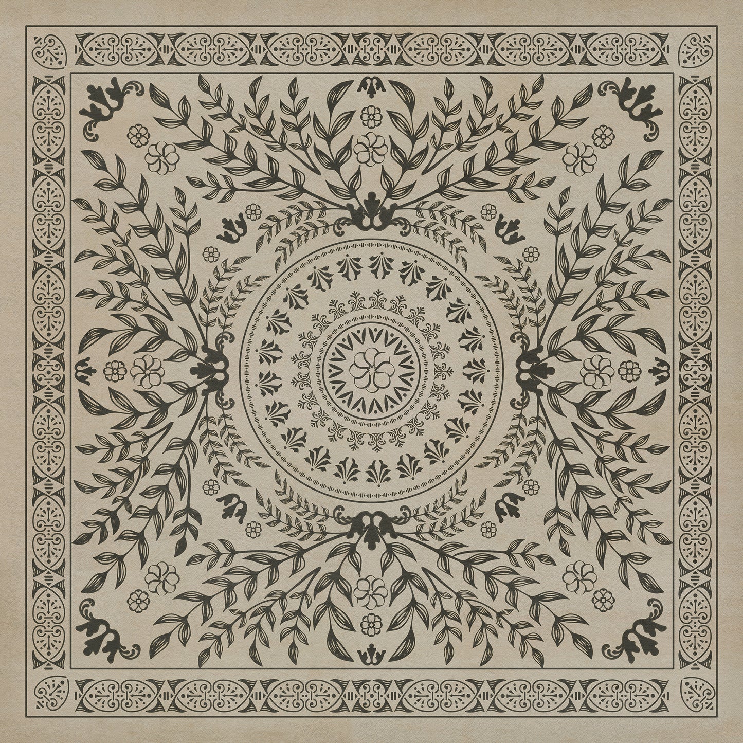 Pattern 40 Drummond Castle 60x60 Vintage Vinyl Floorcloth