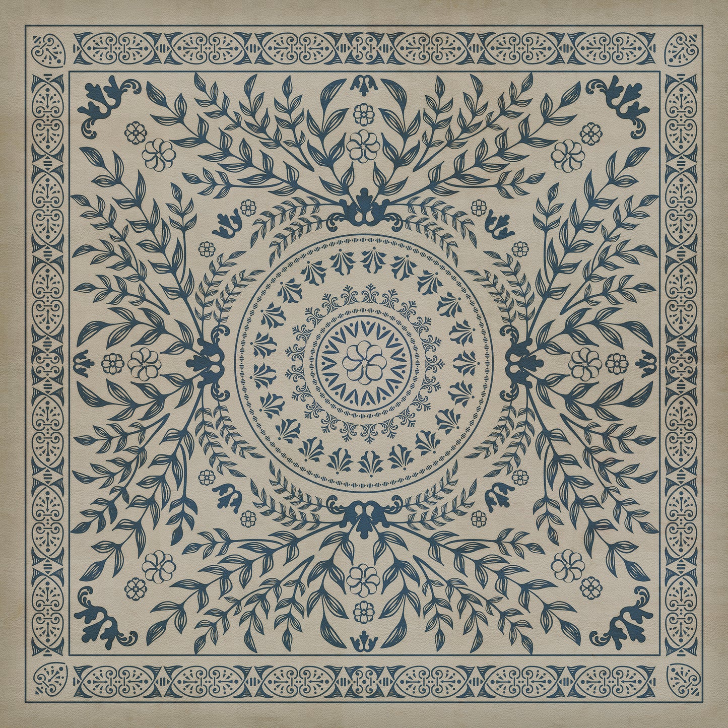 Pattern 40 Isola Bella 48x48 Vintage Vinyl Floorcloth