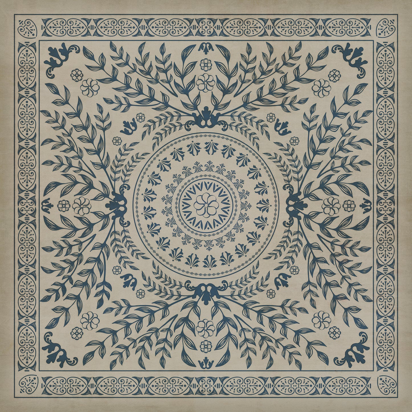 Pattern 40 Isola Bella 72x72 Vintage Vinyl Floorcloth