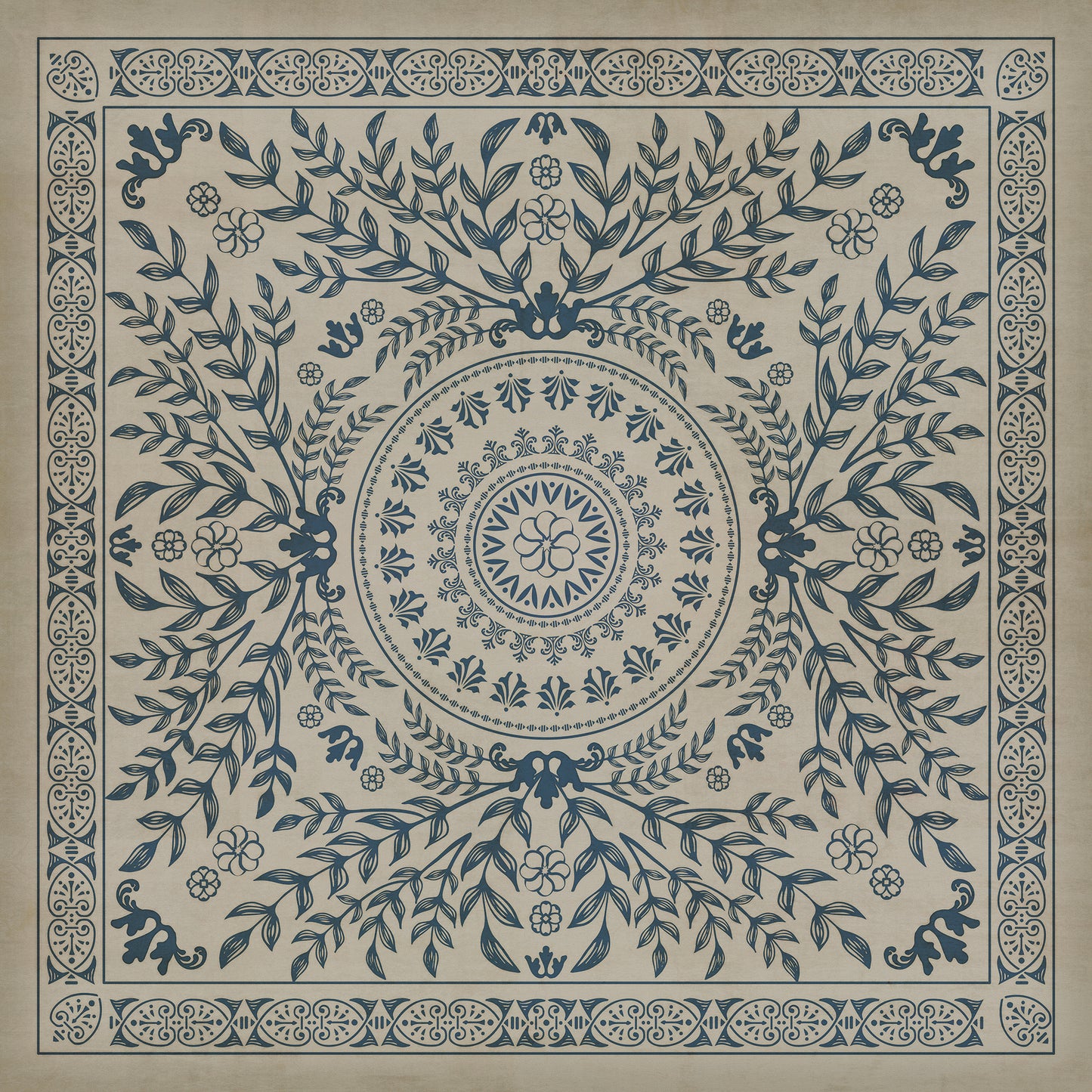 Pattern 40 Isola Bella 96x96 Vintage Vinyl Floorcloth