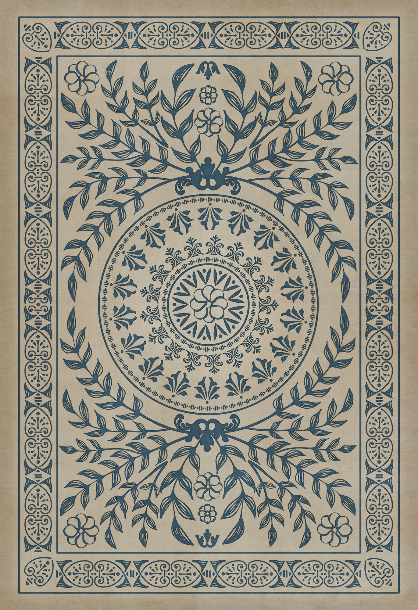 Pattern 40 Isola Bella 96x140 Vintage Vinyl Floorcloth