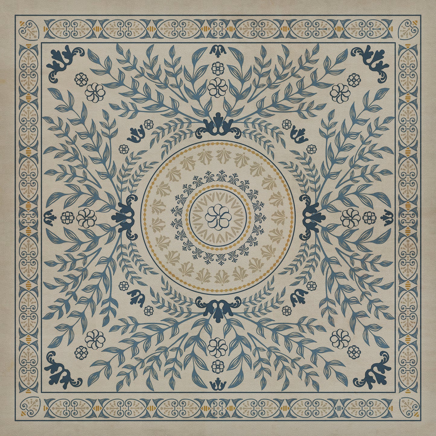 Pattern 40 Villa d'Este 48x48 Vintage Vinyl Floorcloth