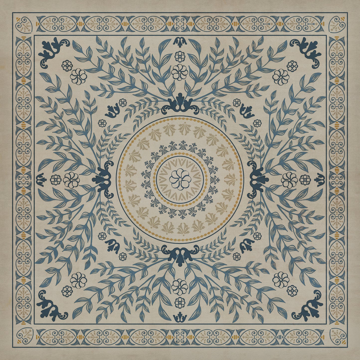 Pattern 40 Villa d'Este 60x60 Vintage Vinyl Floorcloth