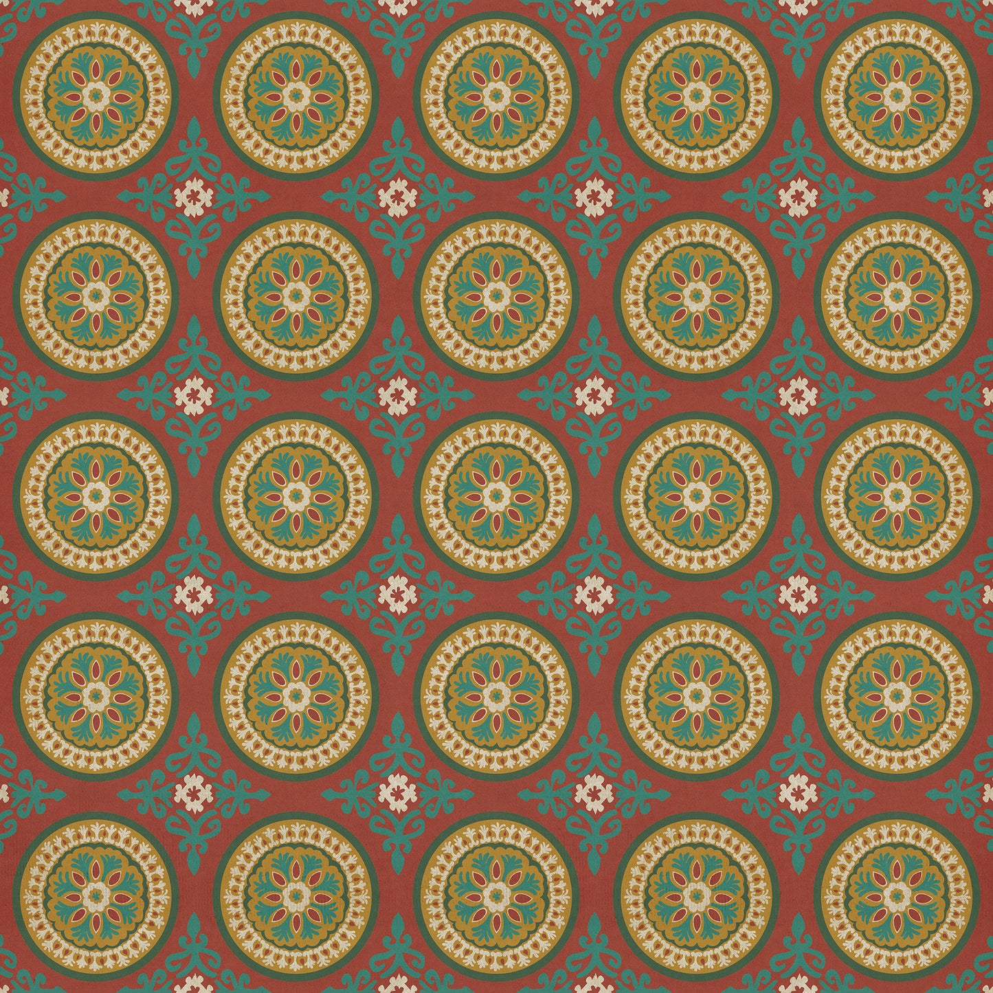 Pattern 43 Awakening 96x96 Vintage Vinyl Floorcloth