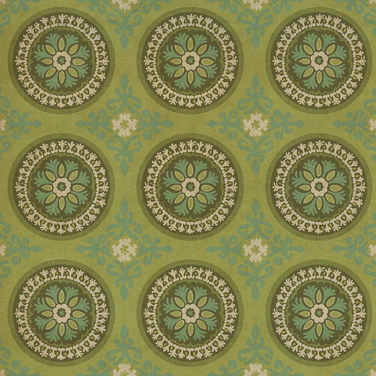 Pattern 43 Dharma 48x48 Vintage Vinyl Floorcloth