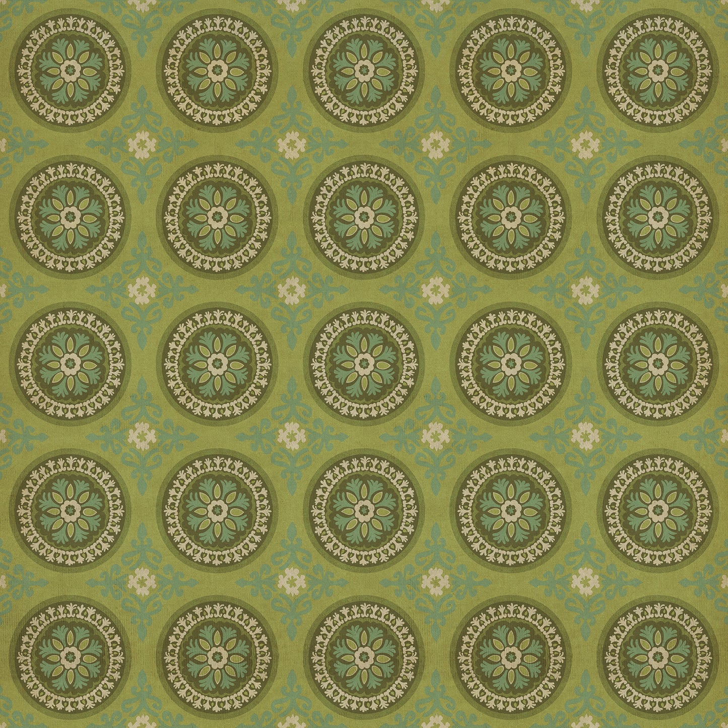 Pattern 43 Dharma 120x120 Vintage Vinyl Floorcloth