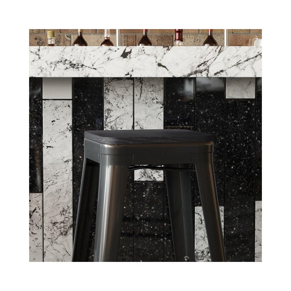 4PK Black Poly Resin Wood Seats with Rounded Edge